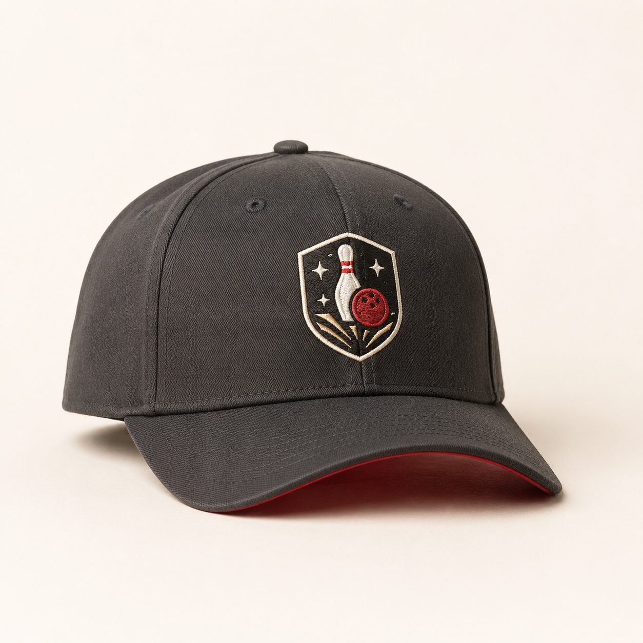 Custom embroidered bowling structured caps for a league team
