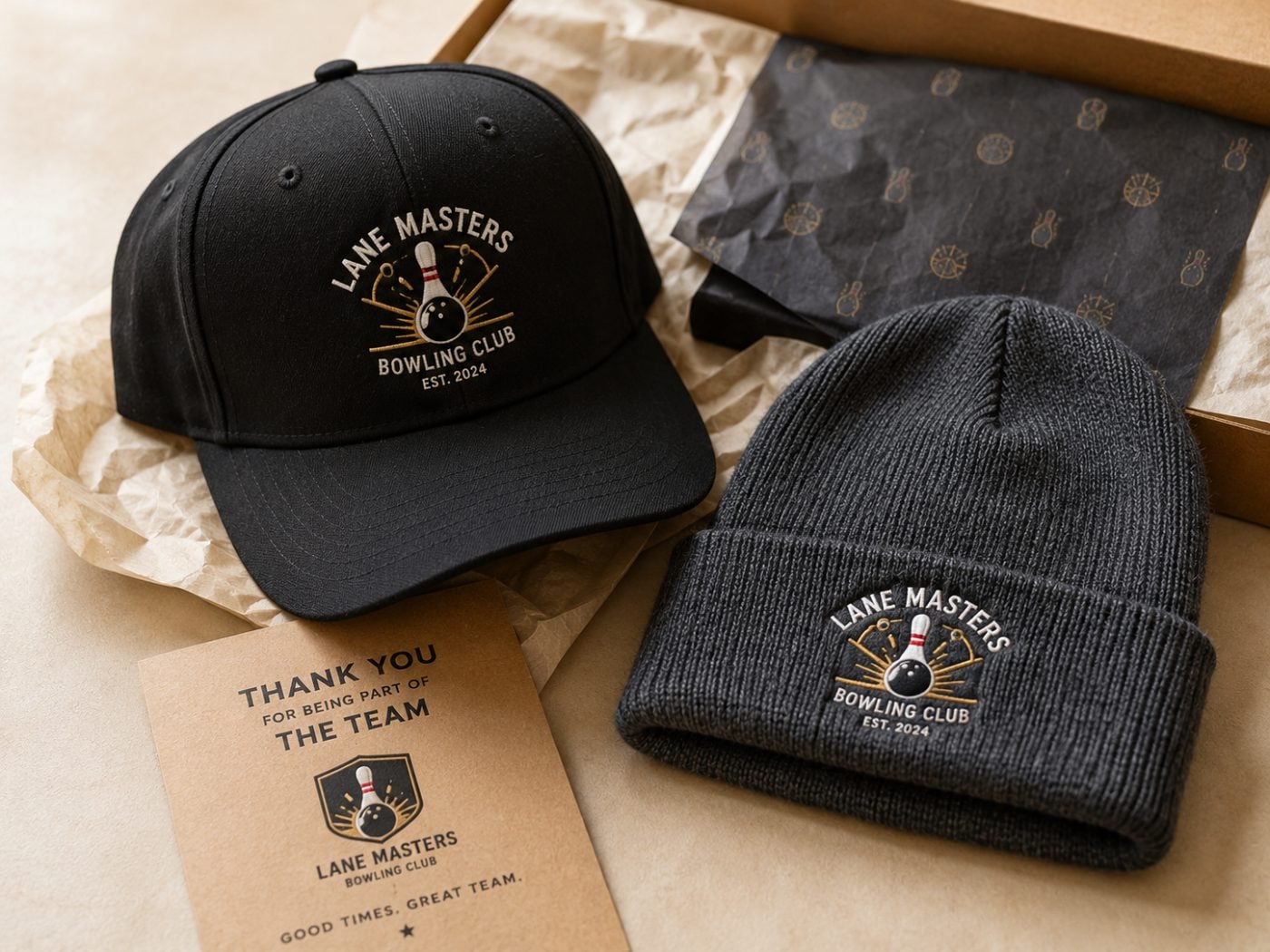 Custom bowling hats for team gifts & merch